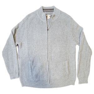 Carbon 2 Cobalt Full Zip Knit Gray Sweater Jacket Cardigan Chunky Size XL